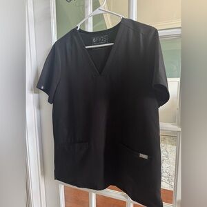 Figs Black V-Neck Scrub Top